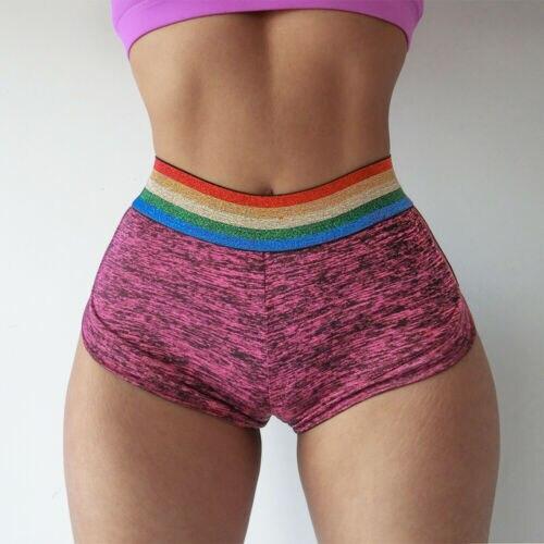 Summer Woman Ladies High Waist Rainbow Swimwear Beachwear Trunks Shorts Bottom Swimming