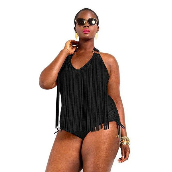 Hot 1 Pcs Women Lady Swimsuit Swimwear Bikini Tassel Solid Color for Beach Holiday Bathing DO2