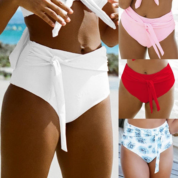 Women Plus Size XL Bikini Bottom Bikini Solid Shorts Sporty Panty High Waist Swimwear Bathing Suit Beach Swim Bandage Briefs