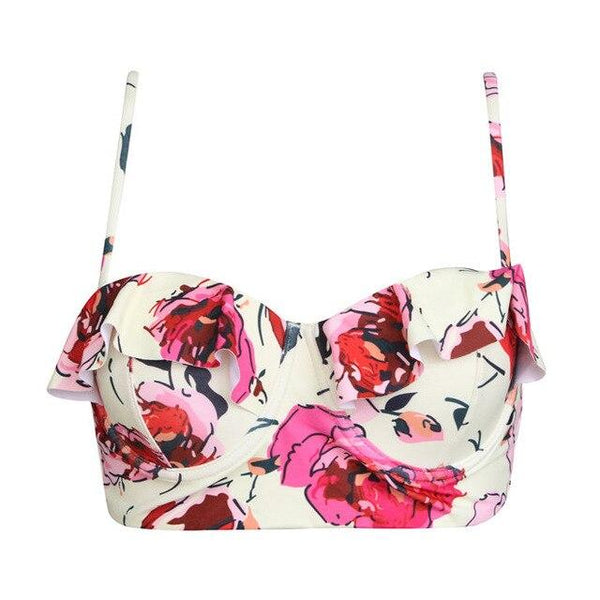 FORUDESIGNS women bikini tops push up bra string one piece floral seaside biquini lady Swimsuits Brazilian swimwear sports bras