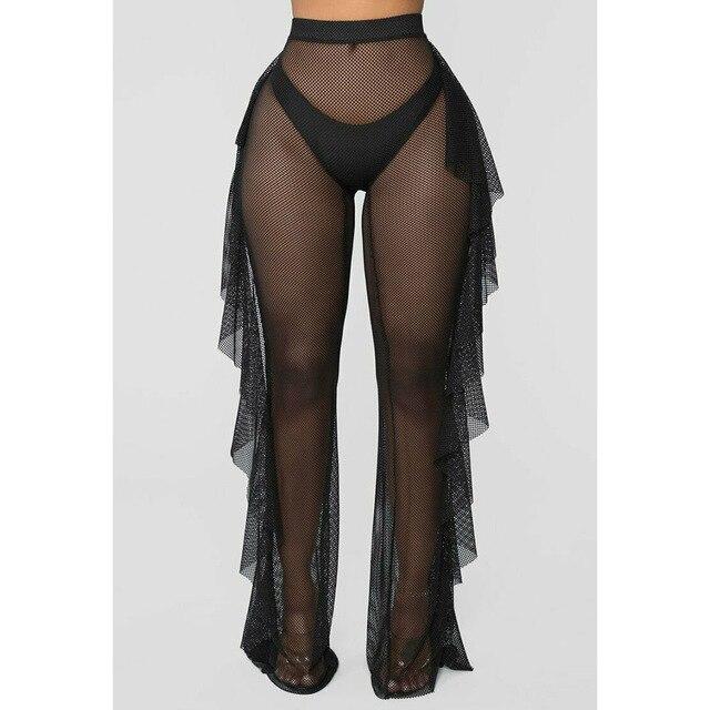 Women's Sheer Mesh Bikini Cover Up Swimwear Swimsuit Bathing Summer Beach Pant