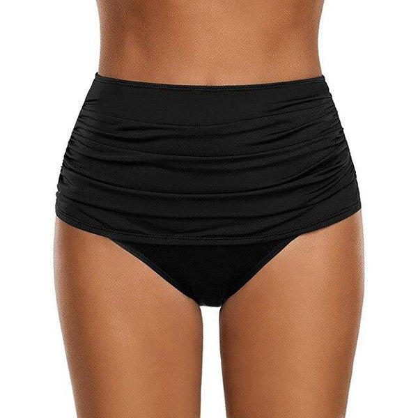 Women Swimsuit Sexy Bikini 2019 Black Ruched Beach High Waist Tankini Swimwear Quick Dry Stretch Swim Briefs Board Shorts Trunks