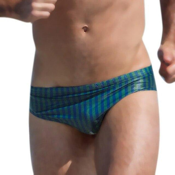 Swimwear Briefs Men Swimming Trunks Pants Slim Gay Breathable Underwear Stripe Print Running Beach Summer Swimsuit Bikini Sexy