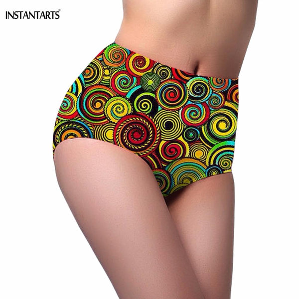INSTANTARTS Retro African Swirl Floral Pattern Woman Summer Sexy Swimming Trunks Bathing Beach One-piece Swimsuits Lady Swimwear