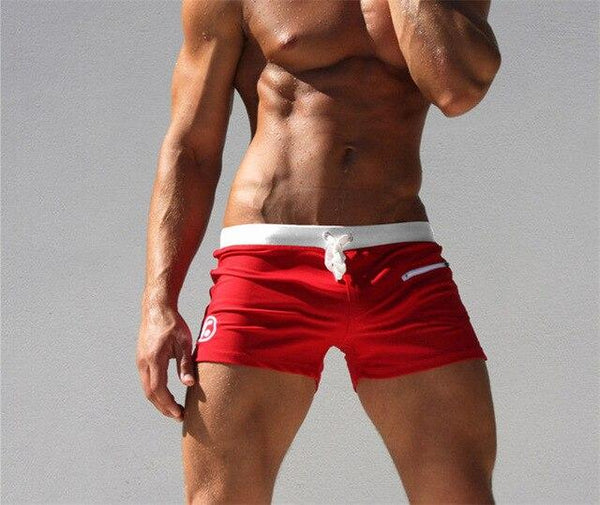New Arrival Men's Swimwear Swimsuits Surf Board Beach Wear Swim Trunks Boxer Soft Lace Up Waist Shorts