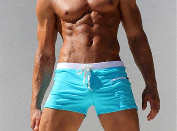 New Arrival Men's Swimwear Swimsuits Surf Board Beach Wear Swim Trunks Boxer Soft Lace Up Waist Shorts