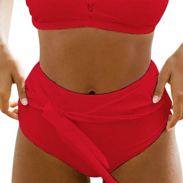 Hot sale 2019 Fashion Women Sexy Bikini Bandage Solid Color Print Swimsuit High Waist Swimwear Beach Trunks Brief Underwear