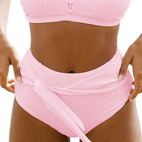 Hot sale 2019 Fashion Women Sexy Bikini Bandage Solid Color Print Swimsuit High Waist Swimwear Beach Trunks Brief Underwear