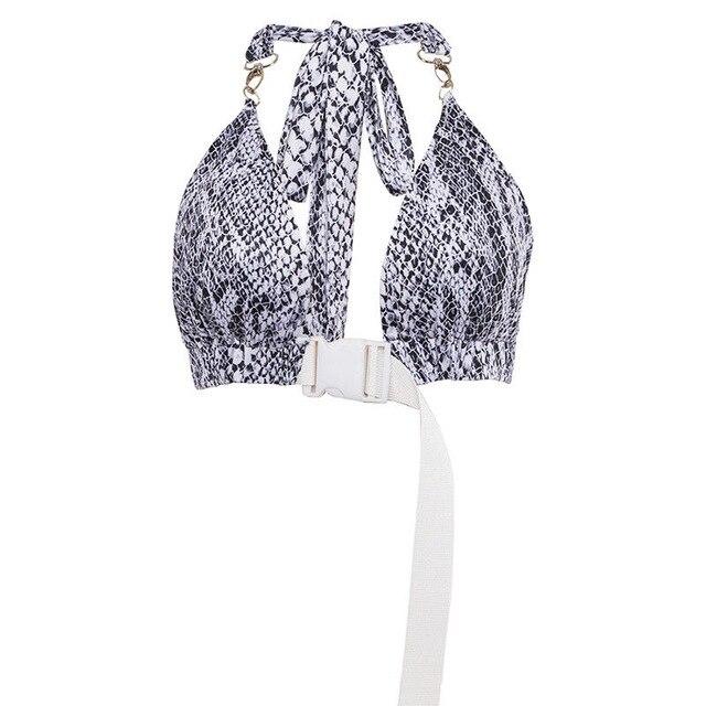 Sexy Women Front Buckle Halter Bandage Bikini Bra Top Bralette Bralet Bustier Crop Tank Tops Swimwear Beachwear Biquini