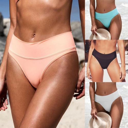 One Piece Sexy High Waist Women's Bikini Bottom Summer Hot Sale Brazilian Beach Swimwear Swimsuit Push-up Brief Solid Color Swim