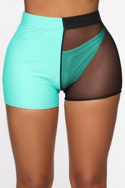 Sexy Bikini Bottoms High Waist Women Swimming Shorts Mesh Transparent Female Push Up Swimming Underwear 2019 Swimwear Women