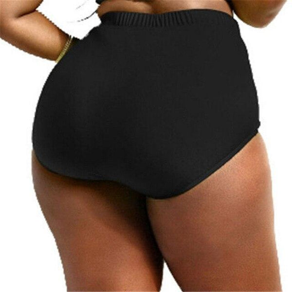 Plus Size Swim Trunks Women Solid Black Rose Red Blue Shorts Briefs Women Thong High Waist Swimwear Bottoms Female Bathing Suit