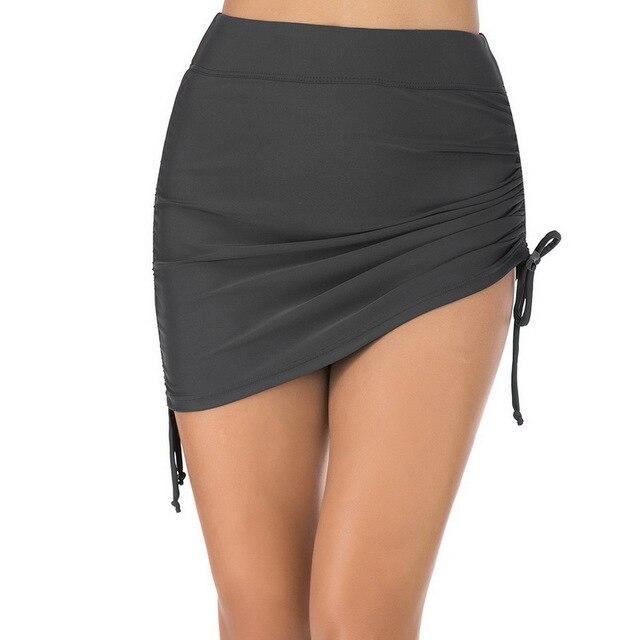 Vintage High Waist Bikini Bottom Women Swimdress Adjustable Two Piece Separate Swimming Skirt Navy Blue/Black Swimwear Wholesale