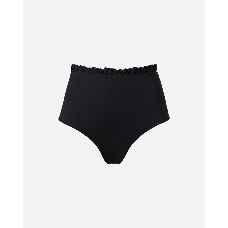 Women Bikini High Waist Underwear Female Swimwear Solid Color Ruffles Lady Short Pants Gym Yoga Soft Girls Black Bikini Bottoms