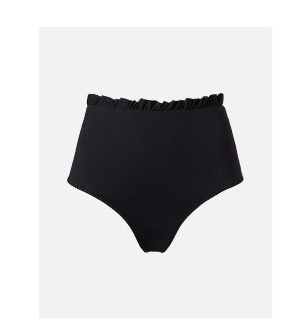 Women Bikini High Waist Underwear Female Swimwear Solid Color Ruffles Lady Short Pants Gym Yoga Soft Girls Black Bikini Bottoms