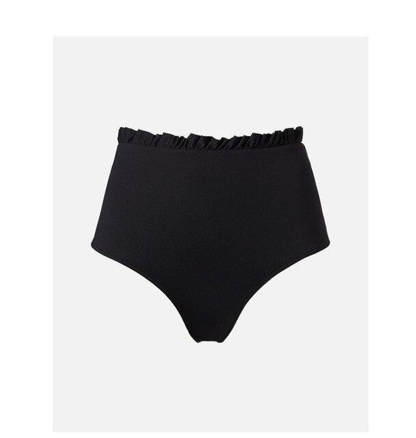 Women Bikini High Waist Underwear Female Swimwear Solid Color Ruffles Lady Short Pants Gym Yoga Soft Girls Black Bikini Bottoms