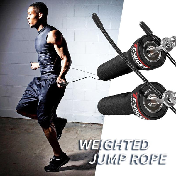 Crossfit Jump Ropes Weighted Skip Speed Jump Rope with Extra Speed Cable Ball Bearings Anti-Slip Handle for Boxing Bodybuilding