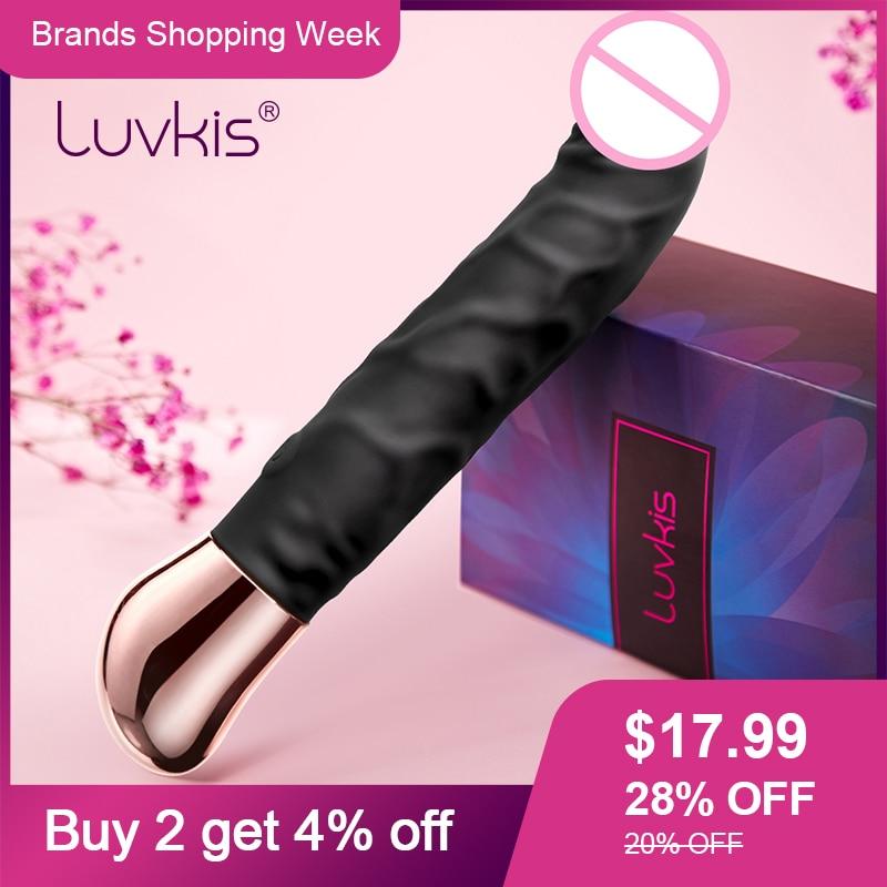 Luvkis Dildo Vibrator 10 Vibration For Woman G Spot and Clitoris For Lesbian Gay Adult Game Sex Toy USB Charged