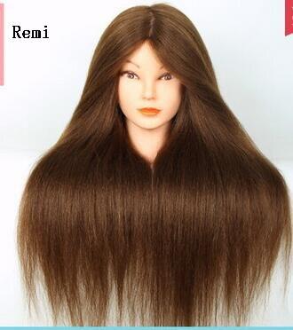 24 Inch Brown Make Up Training Mannequin Head 80% Human Hair Animal Hair Mix Unprocessed Hairdressing Mannequi Heads with Hair