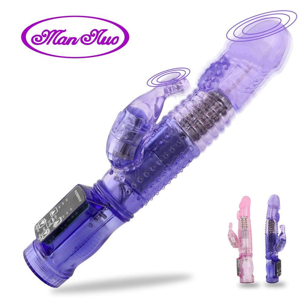 Man nuo Dual Motor Dildo Rabbit Vibrator 12 Speeds Vibration Rotation Sex Toy for Women G Spot Massager Clitoris Stimulator Sexo
