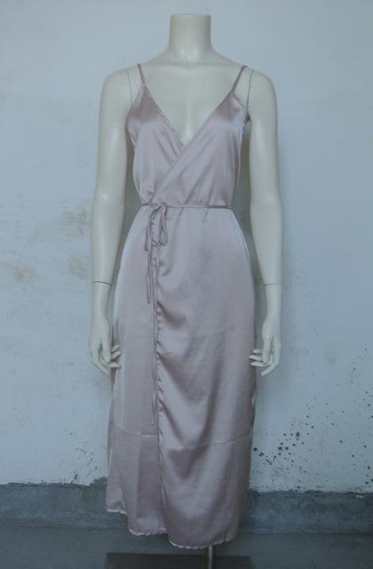 Long Satin Nightgown Comfy Deep V Nightie Sexy A-Line Wrap Slip Split Party Dresses Vestidos Holiday Lingerie