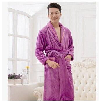 Womens robe 2017 new flannel robe feminino winter warm couples bathrobes long nightgown robe dressing gown pink/red Q775