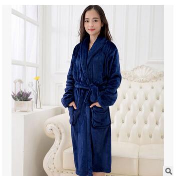 Womens robe 2017 new flannel robe feminino winter warm couples bathrobes long nightgown robe dressing gown pink/red Q775