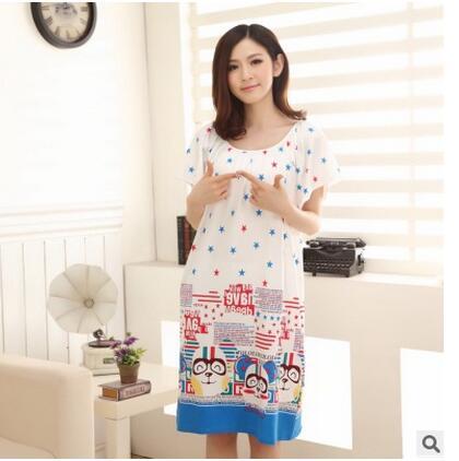 Summer Loose Large Size Nightgowns For Women Long Cartoon Girls Nightwear Nightdress Cotton And Silk Sleepshirt XXL E0005