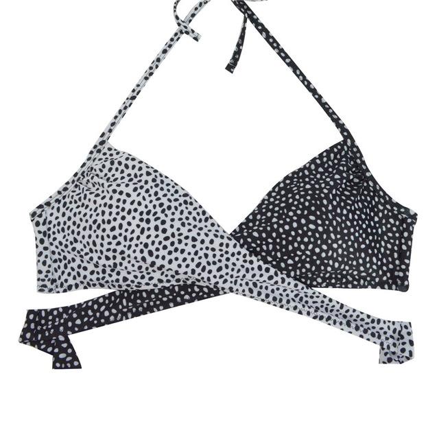 M&M Women Chest Cross Bikini Top Print Push Up Brazilian Swimwear Sport Halter Swimsuit Beach Swimming Bra Solid Biquini T608