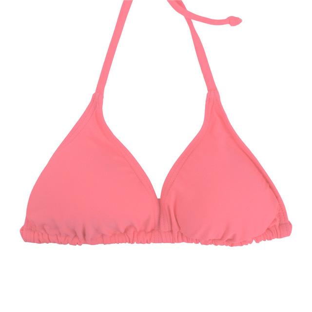 M&M Women Bikini Top Micro Bikini Samll Push Up Ruched String Solid Swimwear Beach Sexy Swimsuit Sporty Girls Beach Wear T606