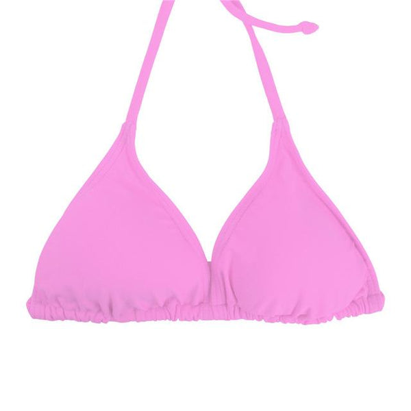 M&M Women Bikini Top Micro Bikini Samll Push Up Ruched String Solid Swimwear Beach Sexy Swimsuit Sporty Girls Beach Wear T606