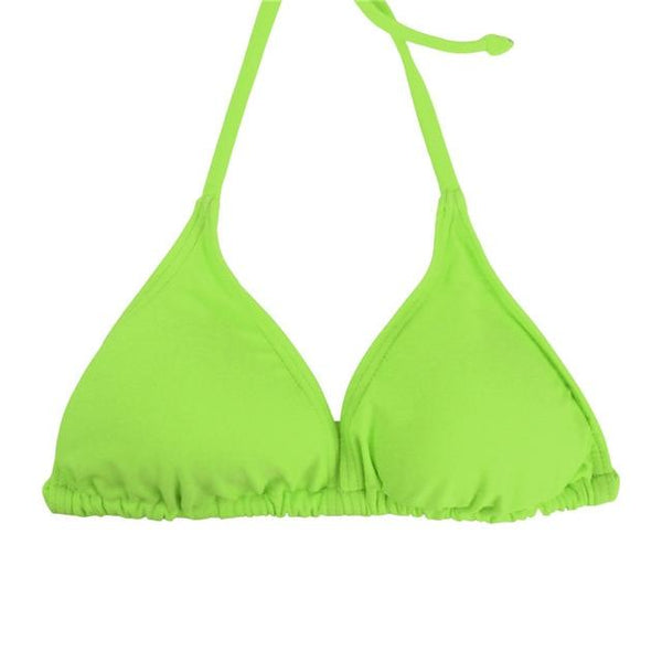 M&M Women Bikini Top Micro Bikini Samll Push Up Ruched String Solid Swimwear Beach Sexy Swimsuit Sporty Girls Beach Wear T606