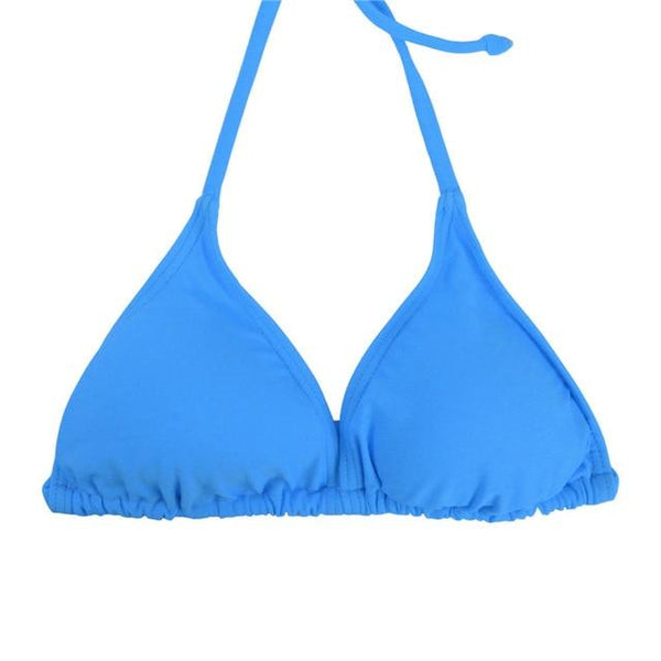 M&M Women Bikini Top Micro Bikini Samll Push Up Ruched String Solid Swimwear Beach Sexy Swimsuit Sporty Girls Beach Wear T606