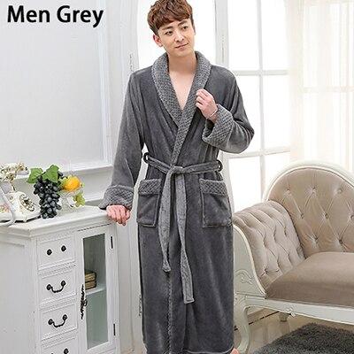 New Style Lovers Silk Soft Flannel Long Kimono Bath Robe Men Waffle Winter Bathrobe Mens Robes Dressing Gown Nightgowns for Male