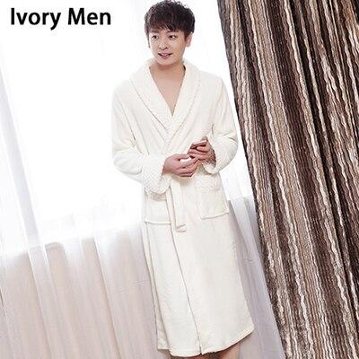 New Style Lovers Silk Soft Flannel Long Kimono Bath Robe Men Waffle Winter Bathrobe Mens Robes Dressing Gown Nightgowns for Male