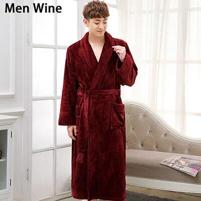 New Style Lovers Silk Soft Flannel Long Kimono Bath Robe Men Waffle Winter Bathrobe Mens Robes Dressing Gown Nightgowns for Male