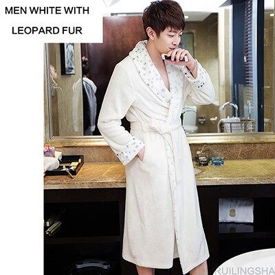 New Fashion Men's Soft as Silk Luxury Fur Long Warm Bathrobe Men Flannel Winter Bath Robe Male Dressing Gown Mens Night Robes
