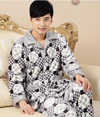 Thickening women winter flannel pajamas female coral fleece pajama sets sleepwear velvet long-sleeve casual nightgown