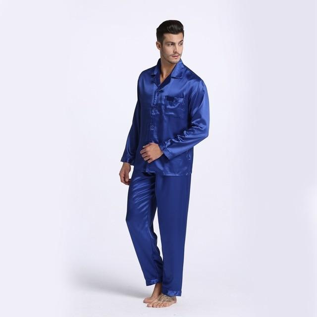Tony&Candice Hot Sale Couple Silk Pajamas Set Men Stain Nightgown Lovers Sleepwear Slim Loungewear For Ladies Classic Style