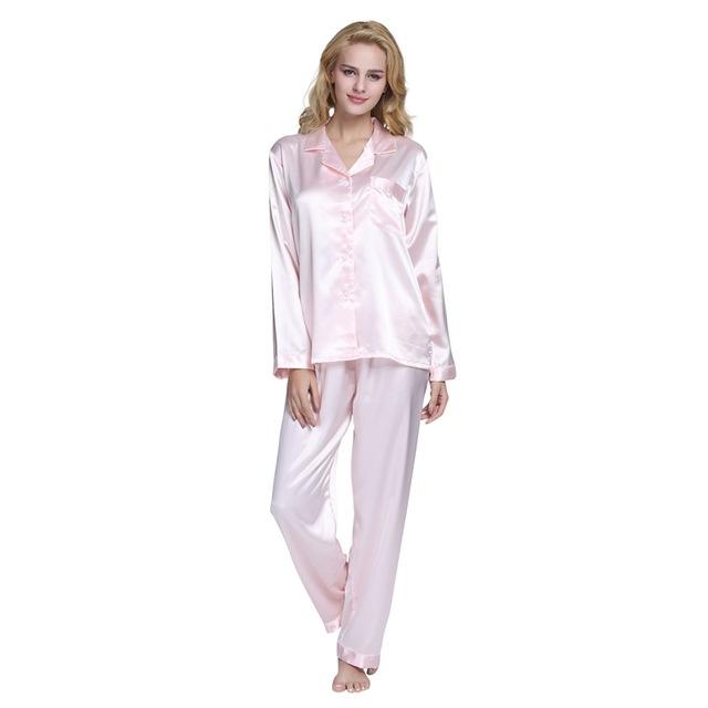 Tony&Candice Hot Sale Couple Silk Pajamas Set Men Stain Nightgown Lovers Sleepwear Slim Loungewear For Ladies Classic Style