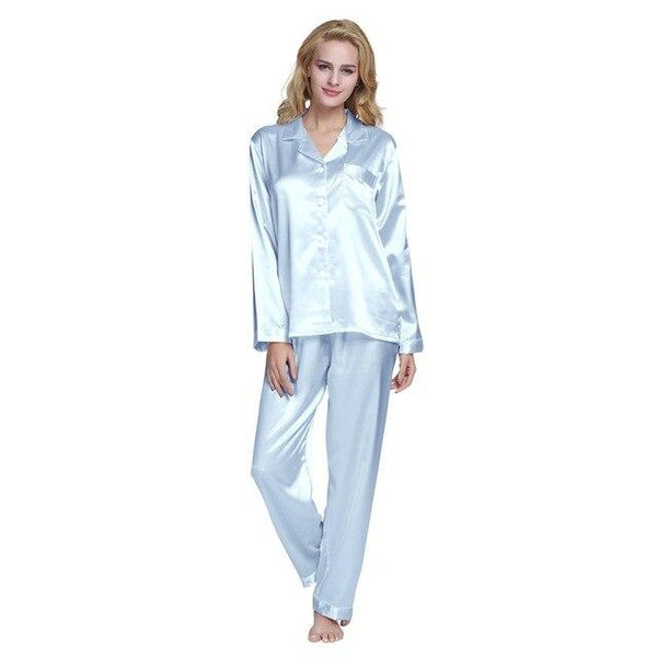 Tony&Candice Hot Sale Couple Silk Pajamas Set Men Stain Nightgown Lovers Sleepwear Slim Loungewear For Ladies Classic Style