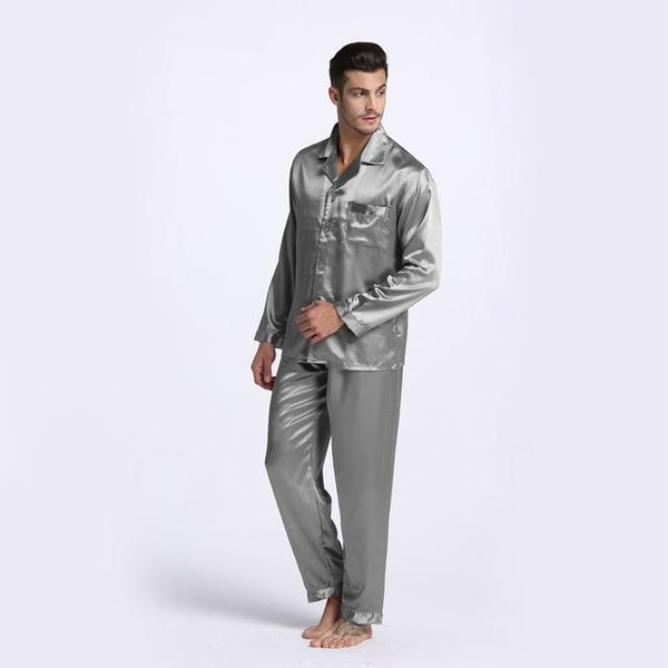 Tony&Candice Hot Sale Couple Silk Pajamas Set Men Stain Nightgown Lovers Sleepwear Slim Loungewear For Ladies Classic Style