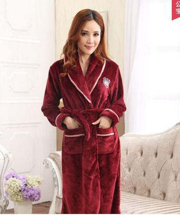 Winter flannel robe men bathrobe lovers male thickening coral fleece velvet men couples nightgown long sleeve