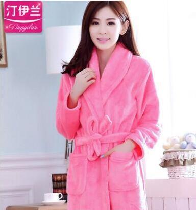 Winter flannel robe men bathrobe lovers male thickening coral fleece velvet men couples nightgown long sleeve