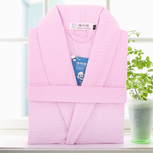 Waffle cotton bathrobe men summer women nightgoen sleepwear ladies blanket towel fleece lovers long soft robe spring