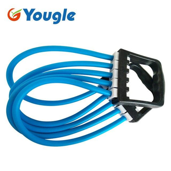 YOUGLE Removable Indoor sports Supply Chest Expander Puller Exercise Fitness Resistance Cable Rope Yoga 5 tube Resistance Bands