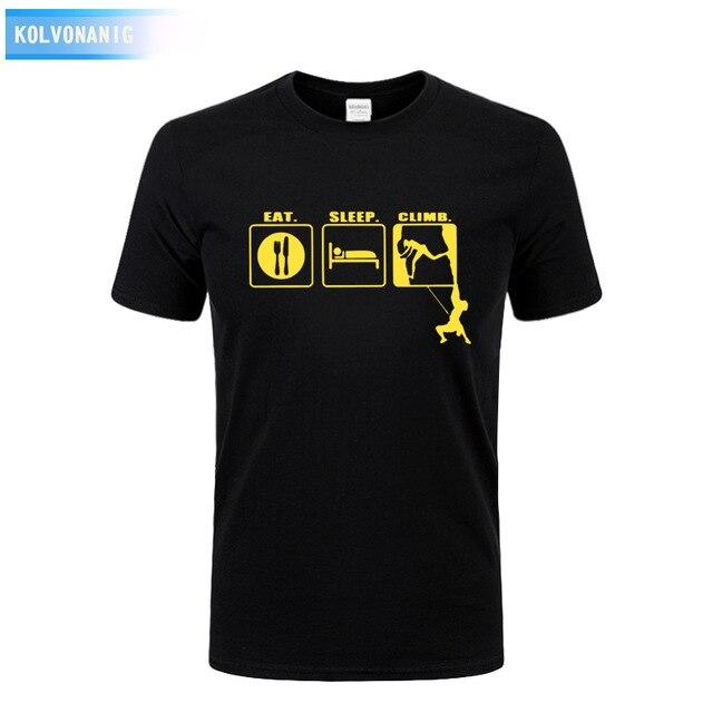 KOLVONANIG 2017 Summer Dress Men T Shirt Eat Sleep Climb Print Funny O-neck Short sleeves T-Shirts Tee Shirt Fashion Tshirts Top