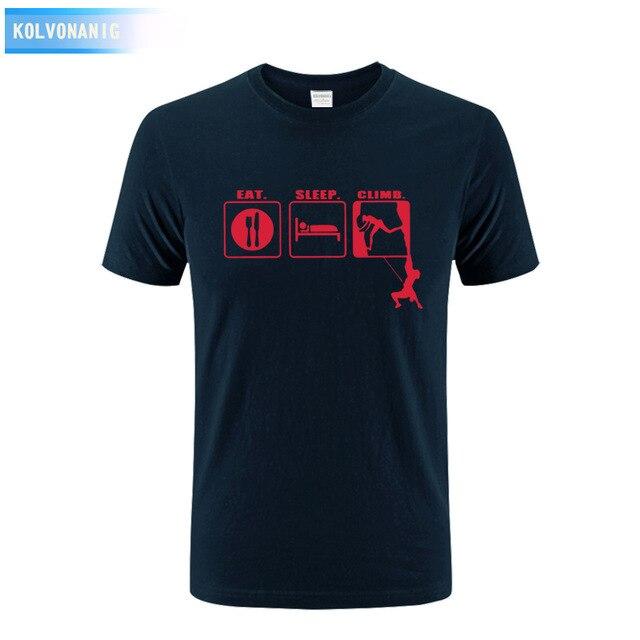 KOLVONANIG 2017 Summer Dress Men T Shirt Eat Sleep Climb Print Funny O-neck Short sleeves T-Shirts Tee Shirt Fashion Tshirts Top