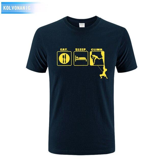 KOLVONANIG 2017 Summer Dress Men T Shirt Eat Sleep Climb Print Funny O-neck Short sleeves T-Shirts Tee Shirt Fashion Tshirts Top