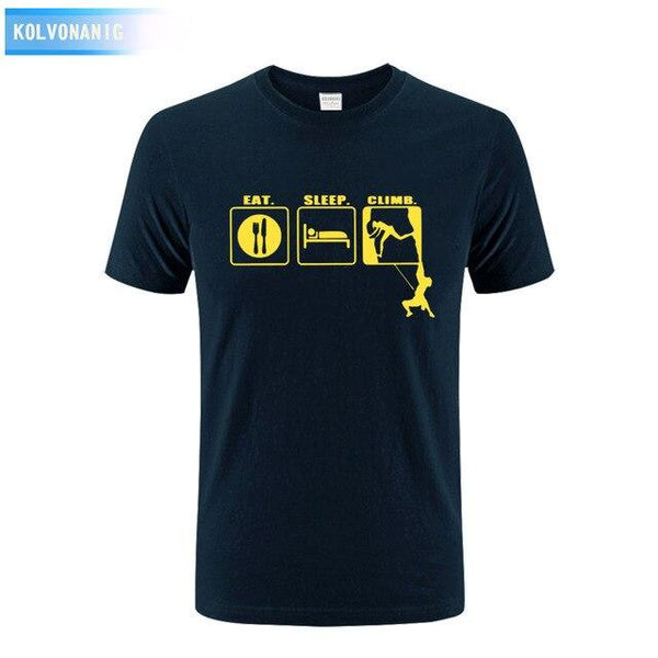 KOLVONANIG 2017 Summer Dress Men T Shirt Eat Sleep Climb Print Funny O-neck Short sleeves T-Shirts Tee Shirt Fashion Tshirts Top